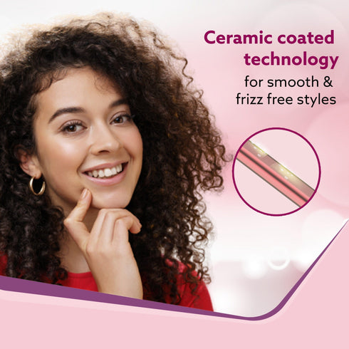 Rectangular Chopstick Curler HC9017, With 7 MM Barrel, Rod, Tong, Chopstick Rectangular Hair Curler, Ceramic Coated Plates, Cool Touch Tip, Fast Heating, For Men Women, Maggie Curl, Styling (HC9017, Rose Gold & Black)